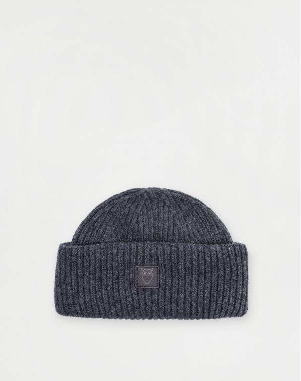 Knowledge Cotton Wool Rib Low Beanie 1073 Dark Grey Melange