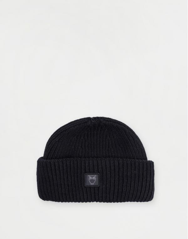 Knowledge Cotton Wool Rib Low Beanie 1300 Black Jet