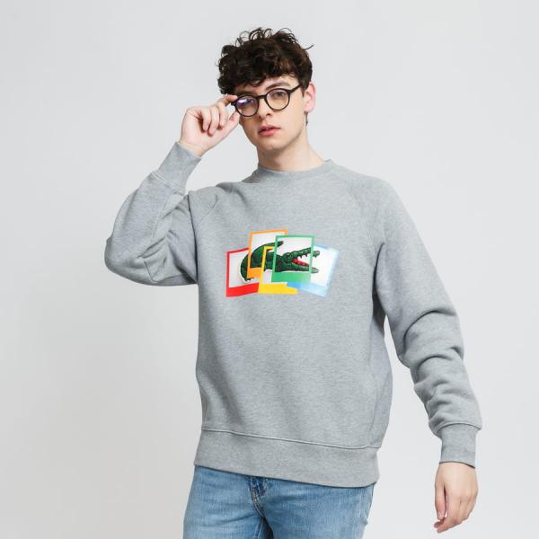 Mikina LACOSTE Lacoste LIVE x Polaroid Loose Fit Sweatshirt Grey