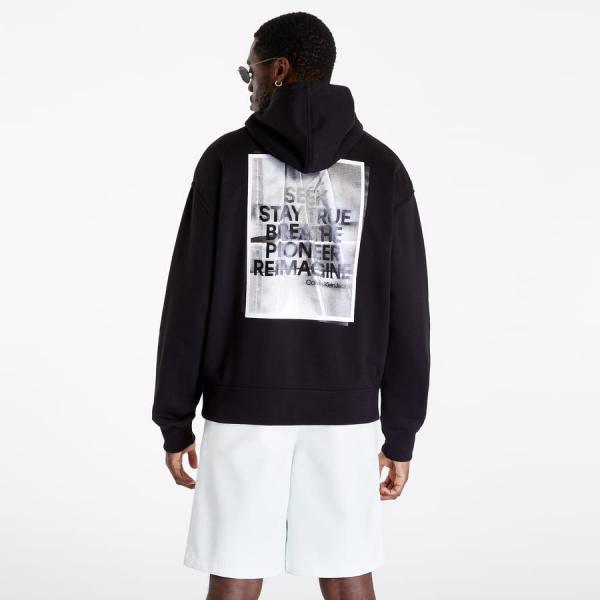 Mikina CALVIN KLEIN JEANS Slogan Hoodie Black