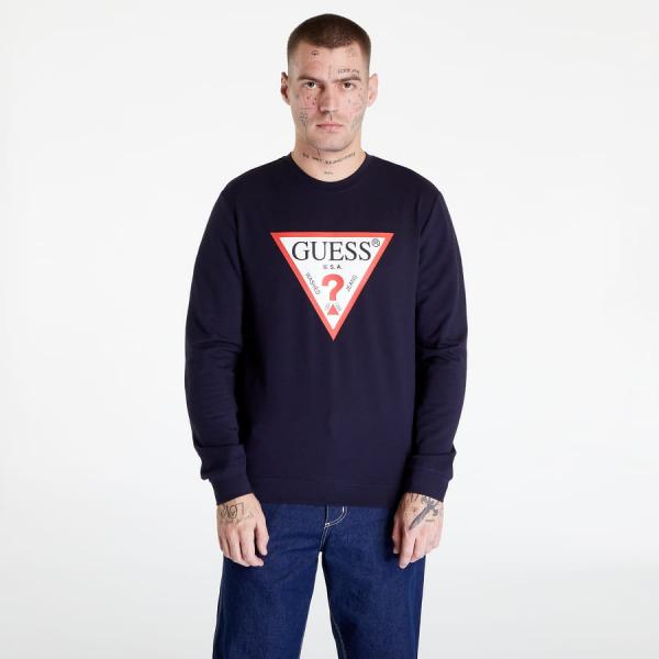 GUESS Audley Crew-Neck Fleece Sweatshirt Navy
