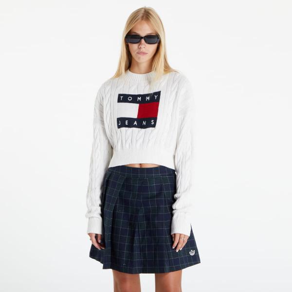 Dámský svetr TOMMY JEANS Boxy Center Flag Pullover White