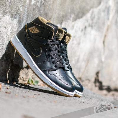 Air Jordan 1 Mid Black/ Metallic Gold-White