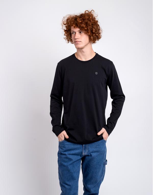 Tričko Knowledge Cotton Badge Long Sleeve 1300 Black Jet