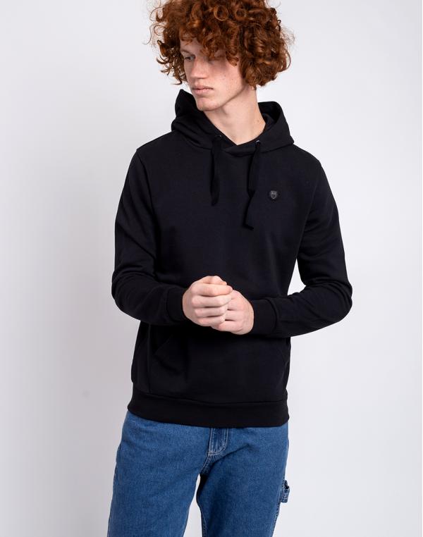 Knowledge Cotton Hood Basic Badge Sweat 1300 Black Jet S