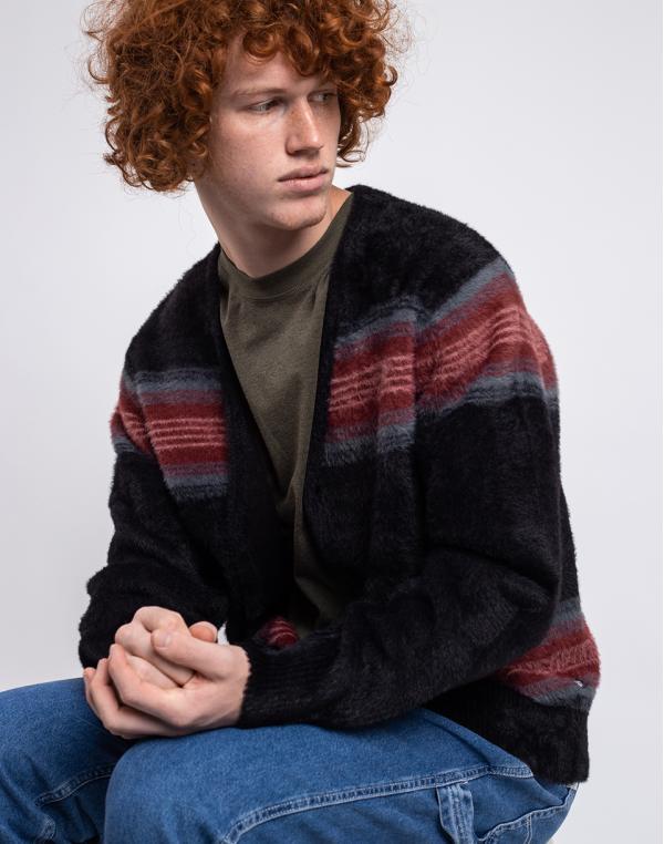 Stüssy Stripe Shaggy Cardigan black L