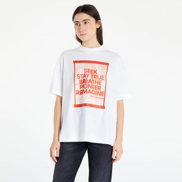 Tričko CALVIN KLEIN JEANS Slogan Boyfriend T-Shirt White M