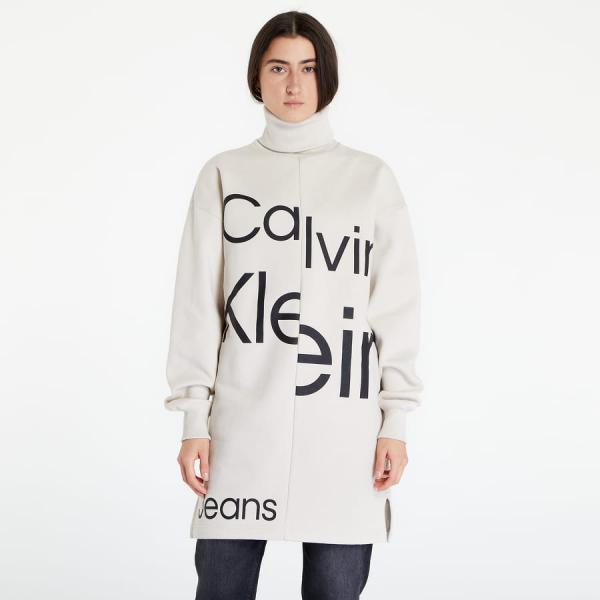 Šaty Calvin Klein Jeans Disrupted Logo Roll Beige M