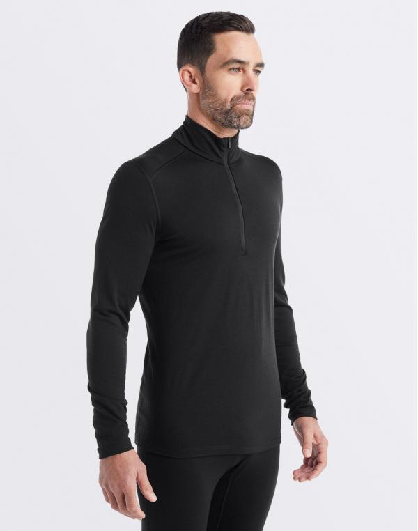 Tričko Icebreaker M 200 Oasis LS Half Zip BLACK