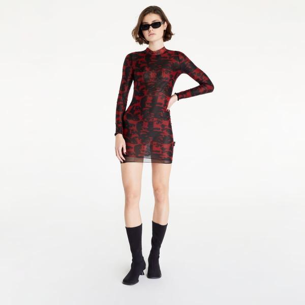 Šaty Wasted Paris Wm Dress Threat Allover Red/ Black L