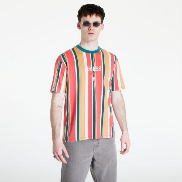 GUESS Bryson Vertical Stripe Tee Green/ Red/ White