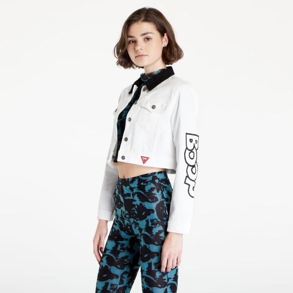 Džíska GUESS Betty Boop Crop Denim Jacket White / Black