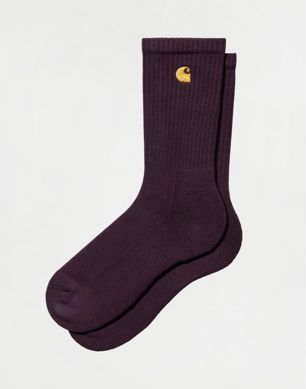 Carhartt WIP Chase Socks Dark Plum / Gold