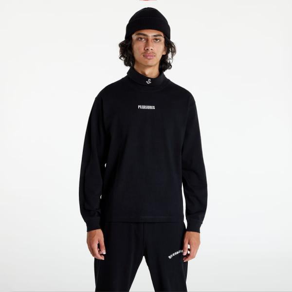 Mikina PLEASURES Gathering Turtle Neck Long Sleeve Black