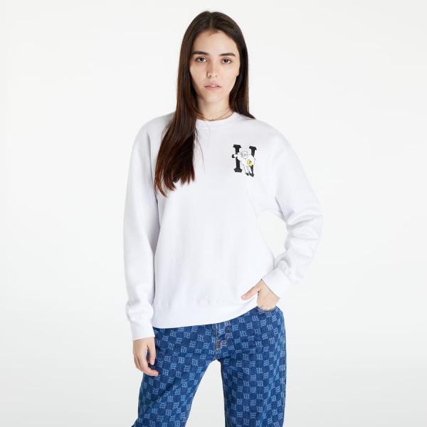 HUF Flocked Classic H Crew White M