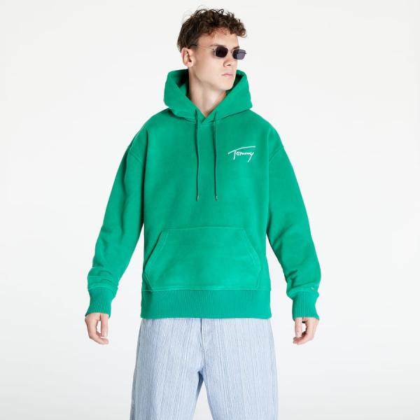 Mikina TOMMY JEANS Relaxed Polar Signa Hoodie Green