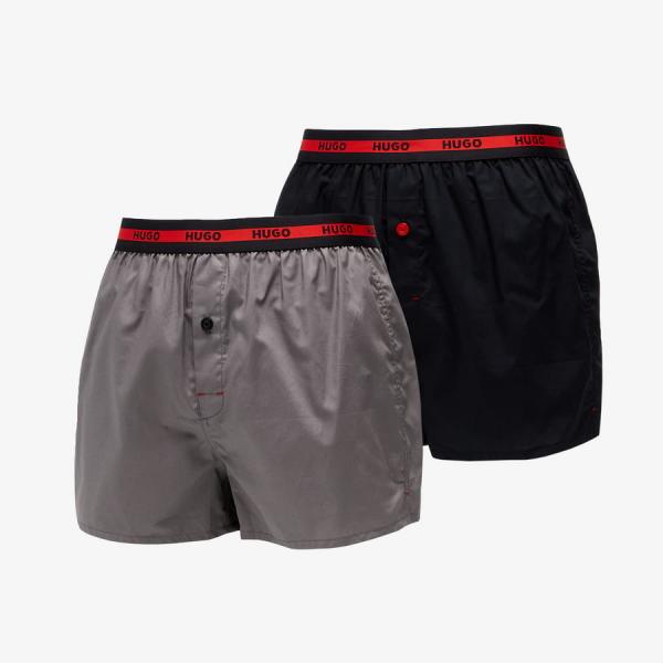 Hugo Boss Woven Boxer 2-Pack Černé/ Šedivé