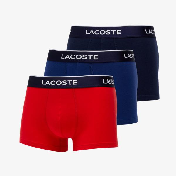 Boxerky LACOSTE Underwear Trunk 3-Pack Navy Blue/ Red/ Methylene XL