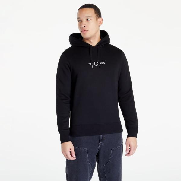 Mikina FRED PERRY Embroidered Hooded Sweatshirt Black L