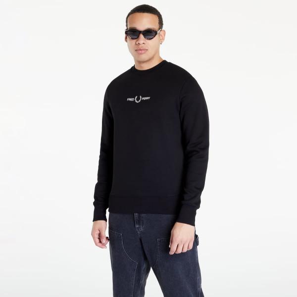 Mikina FRED PERRY Embroidered Sweatshirt Black L