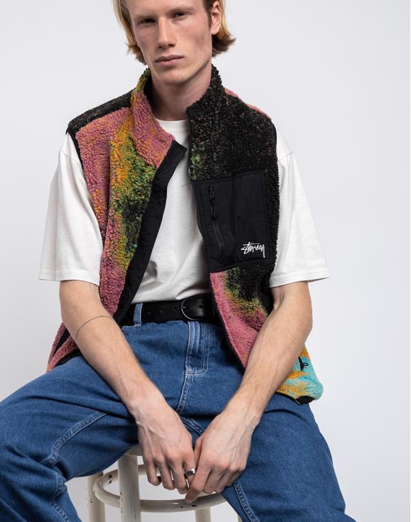 Stüssy Jacquard Dye Sherpa Vest berry M