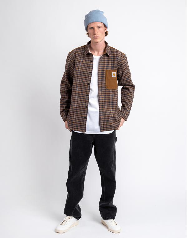 Carhartt WIP L/S Asher Shirt Asher Check, Jasper / Hamilton Brown S