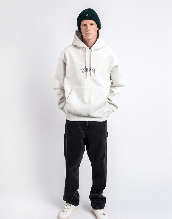 Stüssy Stock Logo App. Hood ash heather L