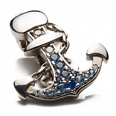 Shoeclipper Anchored Rhinestone Silver