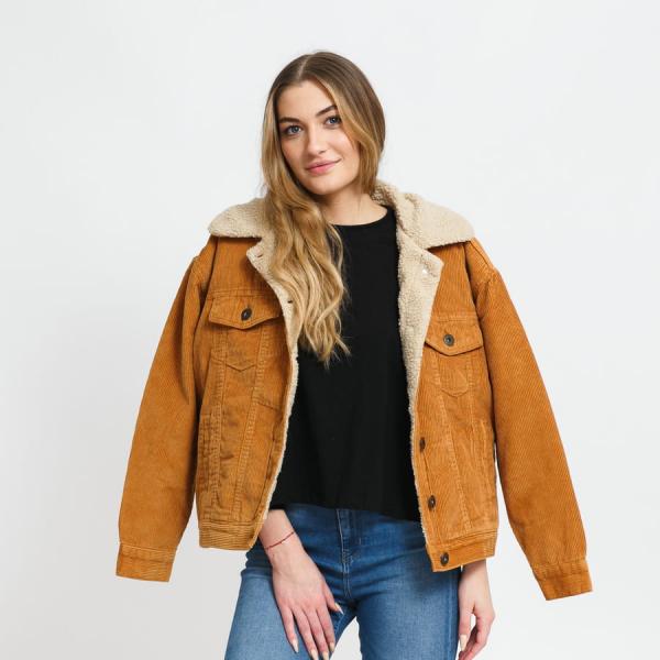 Podzimní bunda Urban Classics Ladies Oversize Sherpa Corduroy Jacket Brown