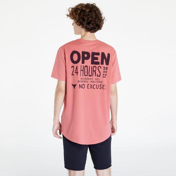 Tričko s krátkým rukávem Under Armour Project Rock Open 24 Hours Ss Deco Rose/ Dark Maroon