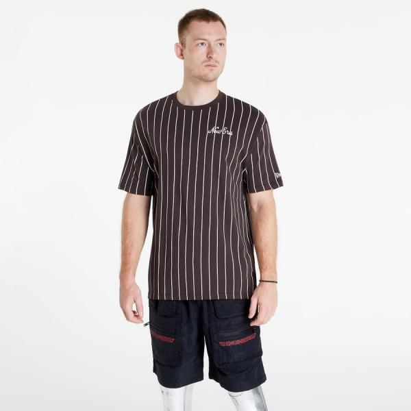 Tričko s krátkým rukávem New Era Oversized Pinstripe Tee Hnědé