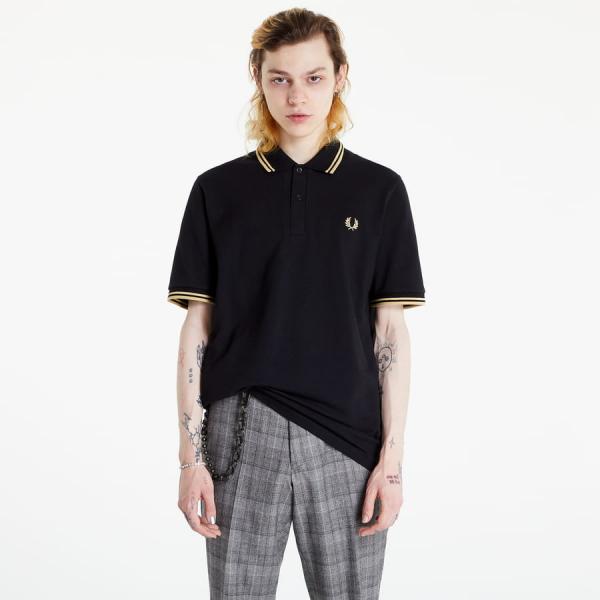Tričko FRED PERRY Twin Tipped Fred Perry Shirt Black/ Champagne M