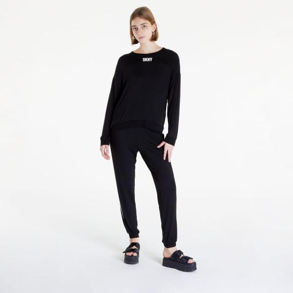 Pyžamo DKNY Sleepwear Less Talk, More Sleep Jogger PJ L/S Black L