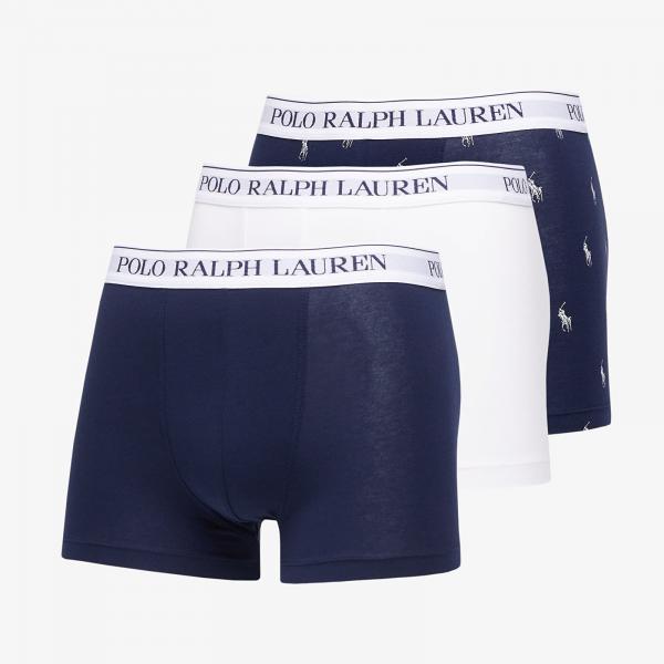 Boxerky Ralph Lauren Stretch Cotton Classic Trunk 3-Pack Navy/ White XL
