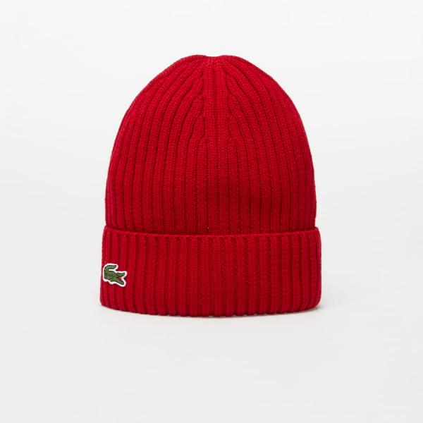 Kulich LACOSTE Ribbed Wool Beanie Red