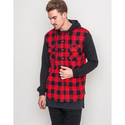 Mikina Urban Classics Hooded Checked Flanell black/red/black