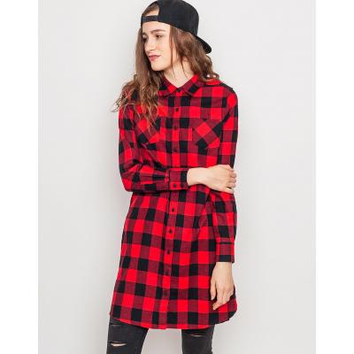 Šaty Urban Classics Checked Flanell Shirt Dress blk/red