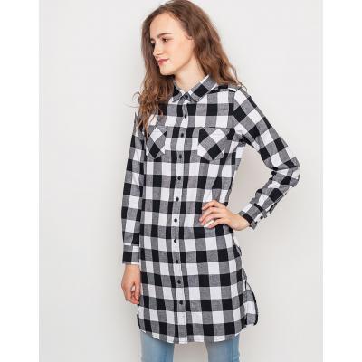 Šaty Urban Classics Checked Flanell Shirt Dress blk/wht
