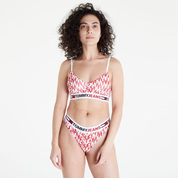 Podprsenka TOMMY JEANS ID Lightly Lined Bralette Print TJ Spell Out Red
