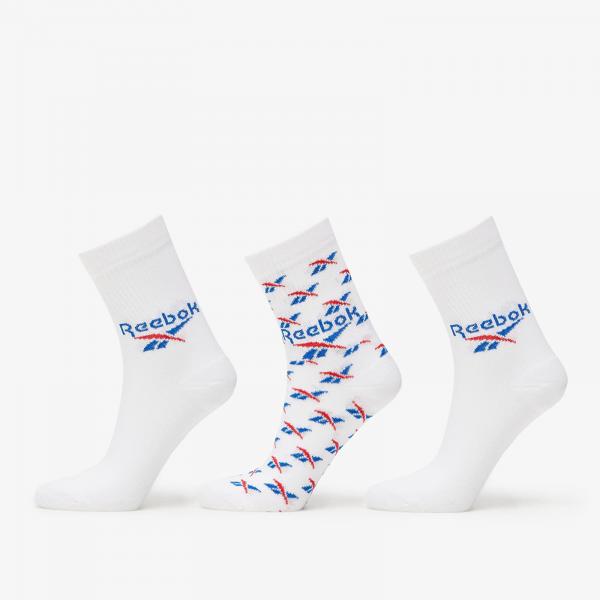 Reebok Classics Fold-Over Crew Socks 3-Pack White/ Vector Blue/ Vector Red