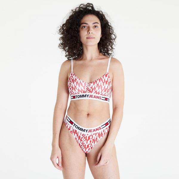 Tommy Jeans ID Lightly Lined Bralette Print TJ Spell Out Red