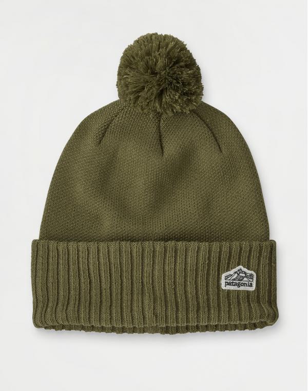 Patagonia Powder Town Beanie Line Logo Ridge Patch: Wyoming Green