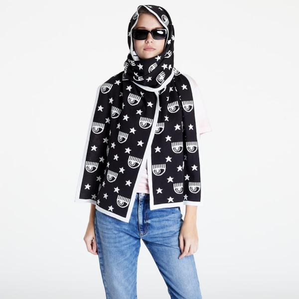 Chiara Ferragni Logomania Allover Scarf Black / White