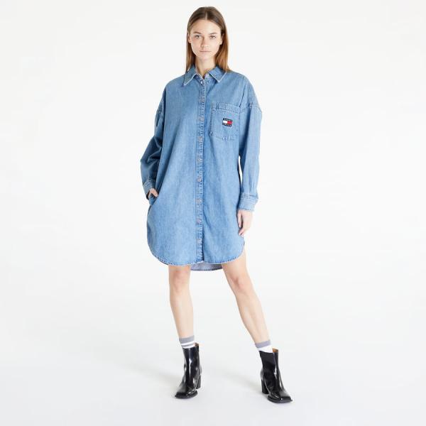 TOMMY JEANS Badge Denim Shirt Dress Denim Medium