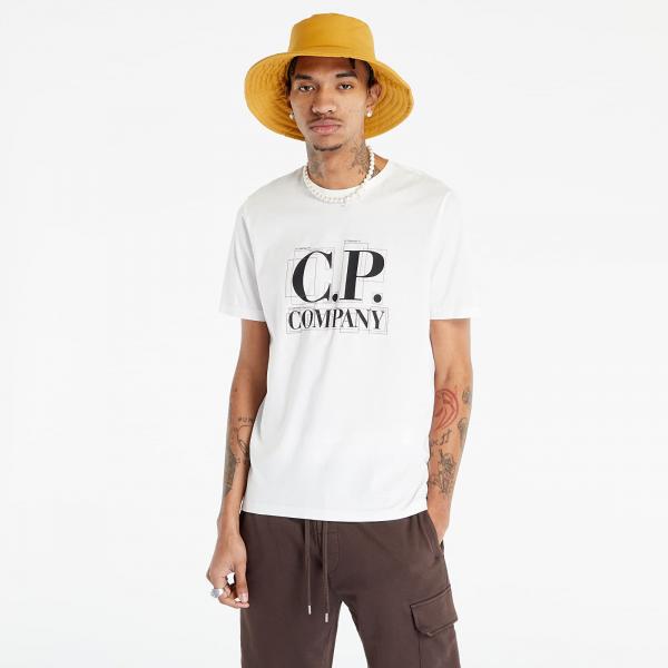 C.P. Company Jersey Large Graphic Logo T-Shirt Gauze White