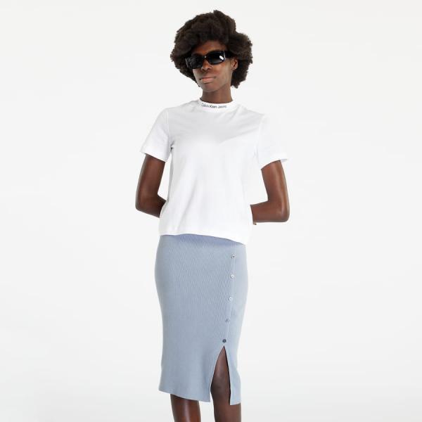 Dámské tričko CALVIN KLEIN JEANS Logo Neckline Straight Top White