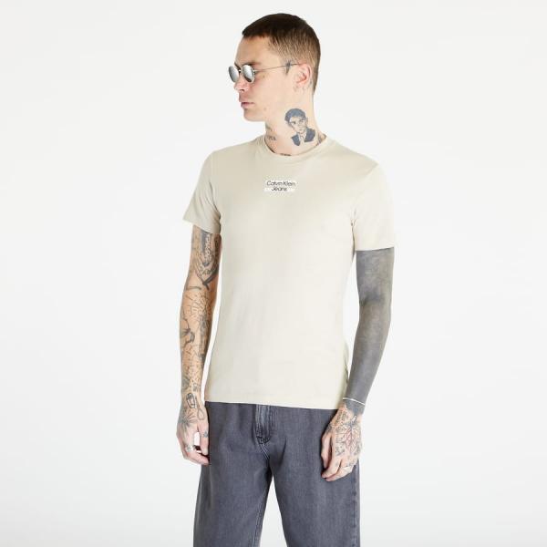 CALVIN KLEIN JEANS Transparent Stripe S/S T-Shirt Beige
