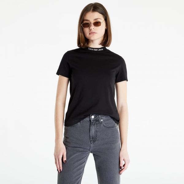 Calvin Klein Jeans Logo Neckline Straight Top Black