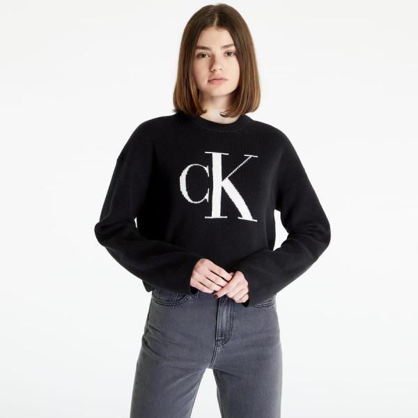 Svetr CALVIN KLEIN JEANS Blown Up Ck Loose Pullover Black L