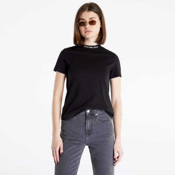 Dámské tričko CALVIN KLEIN JEANS Logo Neckline Straight Top Black